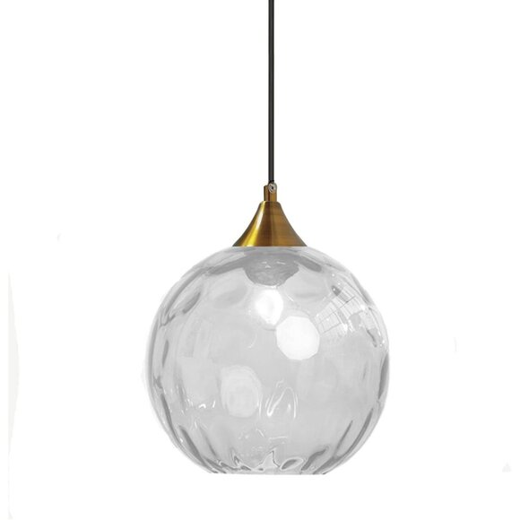 NEW Ripple Glass Pendant Light Gold Finish Industrial Vintage Ceiling Globe - Picture 2 of 4